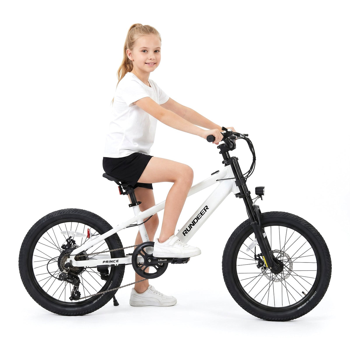 RUNDEER 20" Electric Bike for Teen, 32 mile Range, 7-Speed 7-14 EBike for Teens with Dual Suspension Brakes, UL 2849 by TÜV 48V/10AH Battery Rundeer
