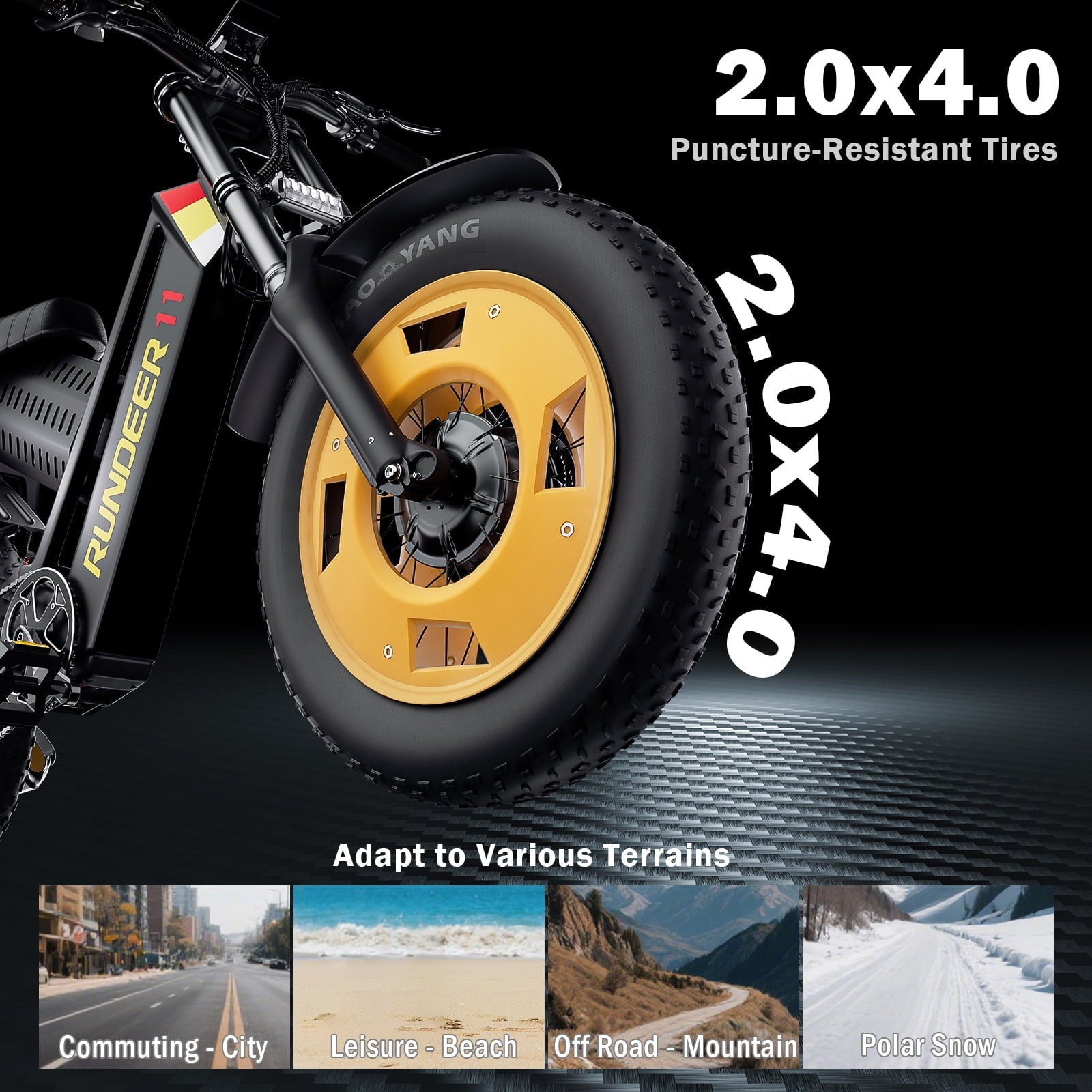 RUNDEER Electric Bike for Adults -3000W Motor , 20" Fat Tire All Terrain Ebike, 80 Miles Electric Dirt Bike, 200N·m Torque Electric Motorcycle with Dual Suspension, UL Certified, 3-Year Support Rundeer