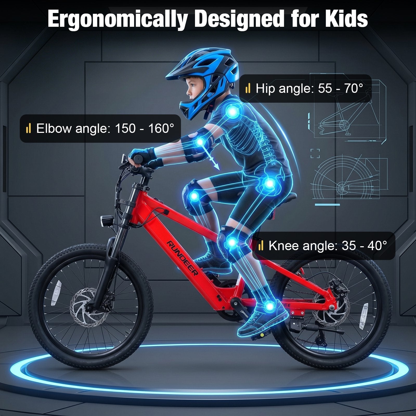 RUNDEER 20" Electric Bike for Teen, 32 mile Range, 7-Speed 7-14 EBike for Teens with Dual Suspension Brakes, UL 2849 by TÜV 48V/10AH Battery Rundeer