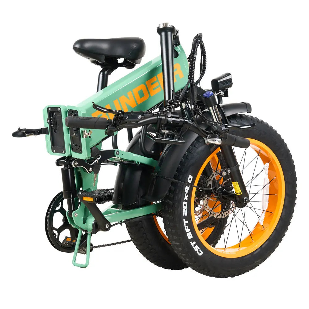 Rundeer Hummer HP Folding E-bike, folded, green and orange