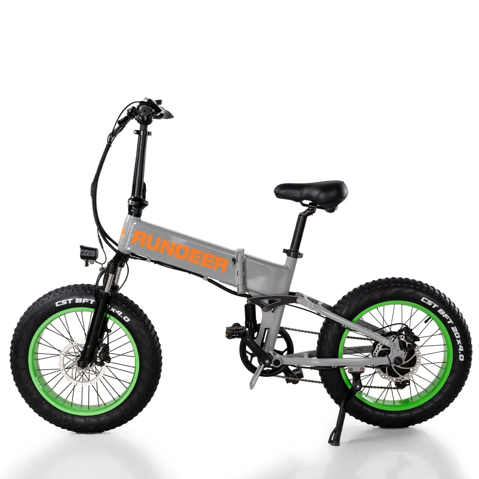 RUNDEER Hummer Folding Ebike gray, green wheels