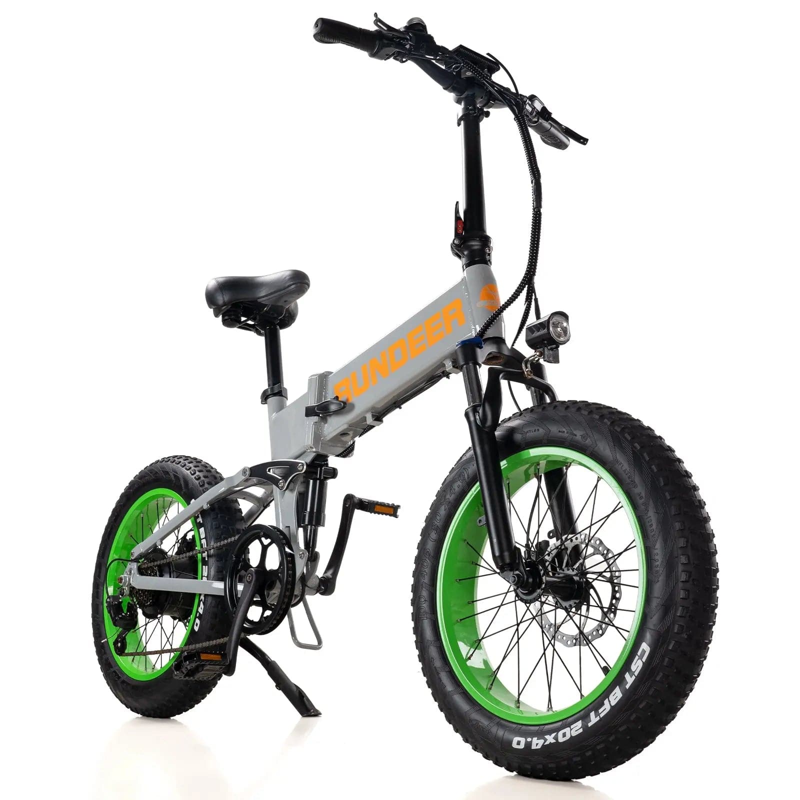 RUNDEER Hummer Folding EBike - Gray and Green Electric Bike