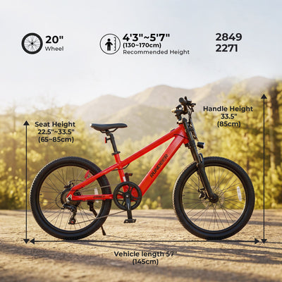 Prince 20" Kids E-Bike, Ages 8+, Fits 4'3"–5'7" Rundeer