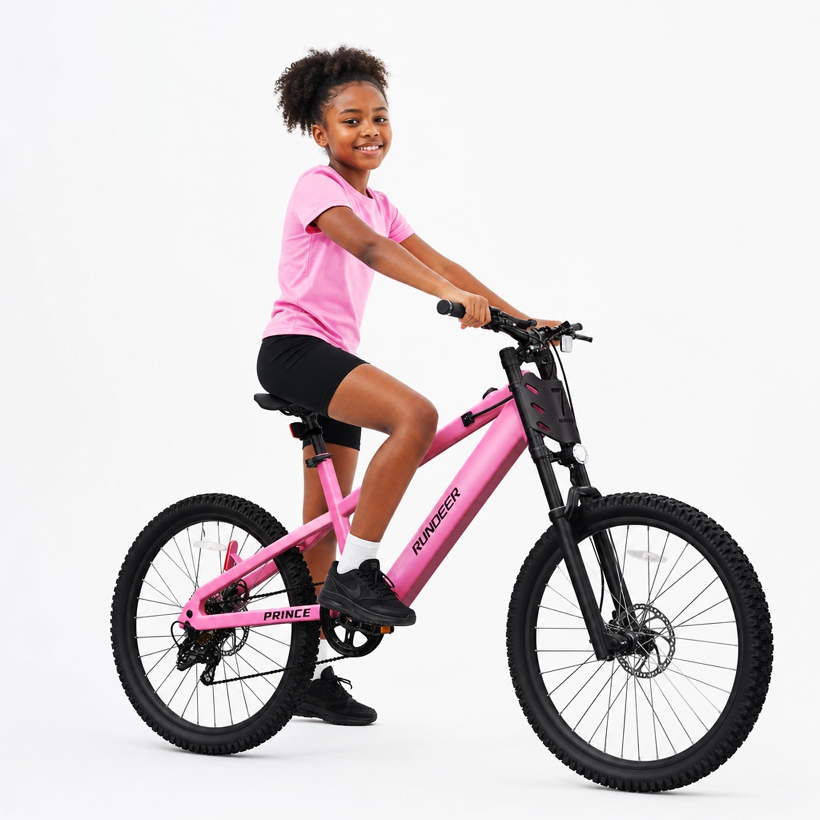 RUNDEER 20" Ebike for Teen, 32 mile Range, 7-Speed 7-14 Electric Bike with Dual Suspension Brakes, UL 2849 by TÜV 48V/10AH Battery Rundeer