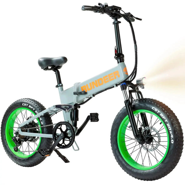 The RUNDEER Hummer eBike is perfect for tackling any terrain. This full suspension fat tire electric bike is constructed with a 6061 aluminum frame and features a 750 watt motor for excellent power and torque. With a 48-volt 15Ah battery for long-lasting rides, you can take on the mountain with confidence. Enjoy the convenience and power of eBiking with the RUNDEER Hummer eBike.