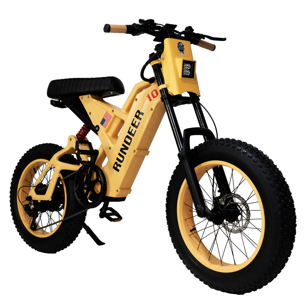 Rundeer Attack10 yellow fat tire e-bike