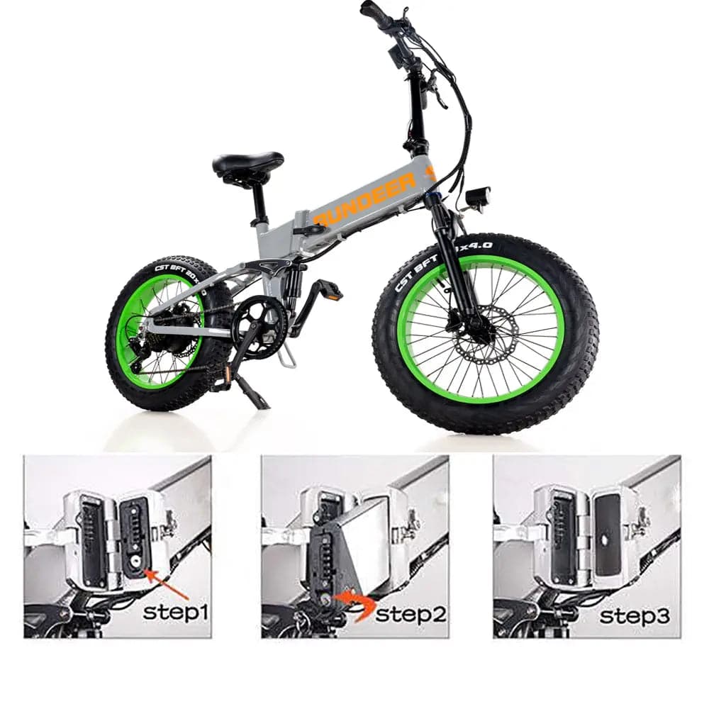 RUNDEER Hummer ebike, featuring battery pack removal guide