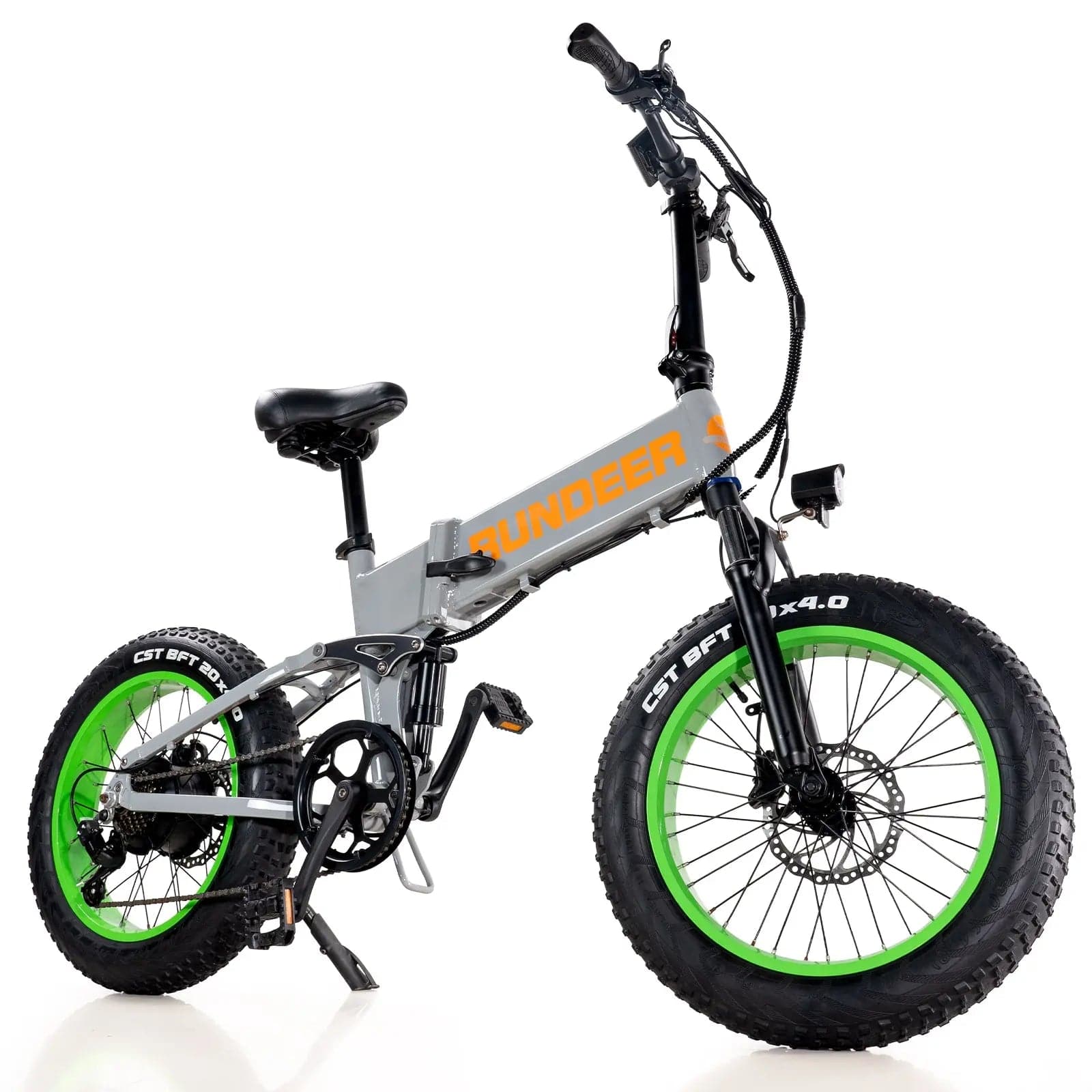 The RUNDEER Hummer eBike is perfect for tackling any terrain. This full suspension fat tire electric bike is constructed with a 6061 aluminum frame and features a 750 watt motor for excellent power and torque. With a 48-volt 15Ah battery for long-lasting rides, you can take on the mountain with confidence. Enjoy the convenience and power of eBiking with the RUNDEER Hummer eBike.