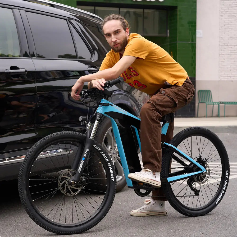 Man with Rundeer Starry Sky eBike in city